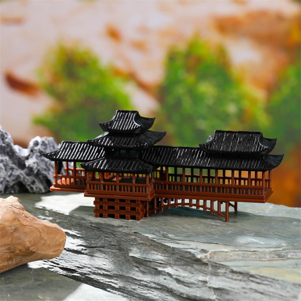 Ozdoby krytého mostu, Miniaturní model krytého mostu, Simulovaný malý starožitný architektonický model Krajinná ozdoba pro dekoraci bonsají