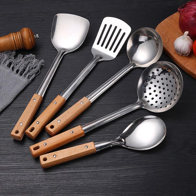 

Wooden Handle Stainless Steel Kitchen Utensil Set