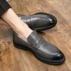 Men Thick Soled Loafers Slip On Fashion Leather Shoes Round Toe Men Casual Shoes Comfortable Classic Leather Shoes Men