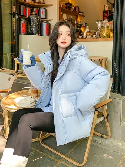 Women's 2025 Winter Korean-Style Hooded Down Jacket - Petite, Thick, and Warm White Duck Down Coat
