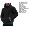 Yousheng Fall Winter Men Hoodie with Pocket Hooded Long Sleeves Solid Color Fleece Pullover Thick Keep Warm Men Daily Wear Casual Top