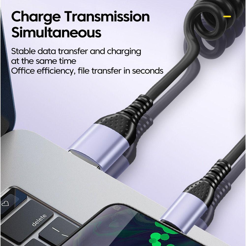 25CM To 1M Spring Short Charging Cable Fast Charging Data Cord for iPhone Car Power Bank