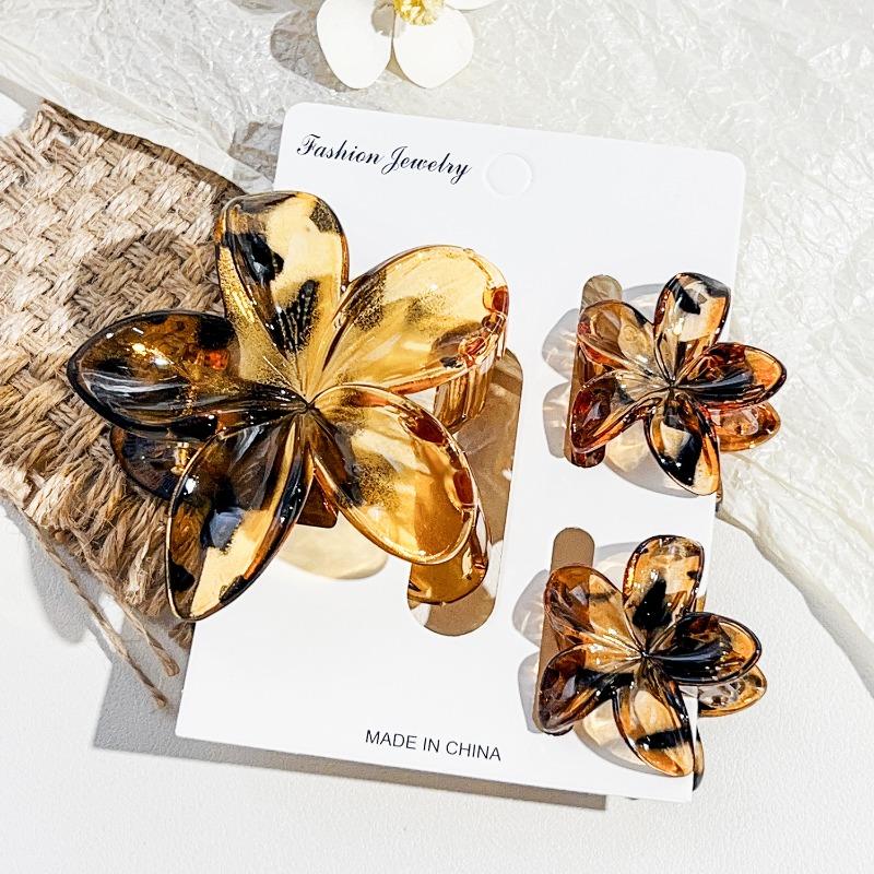 Frangipani Hairpin Beach Vacation Style Bauhinia Flower Updo Shark Hairpin Set