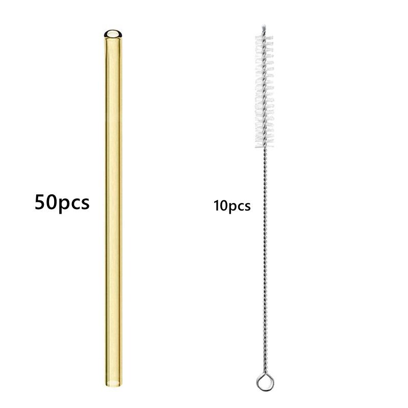 50PCS 20cm Reusable Straws Glass Drinking Straws Multi-color Eco-Friendly Straws for Cocktail Smoothies Bar Accessory Barware