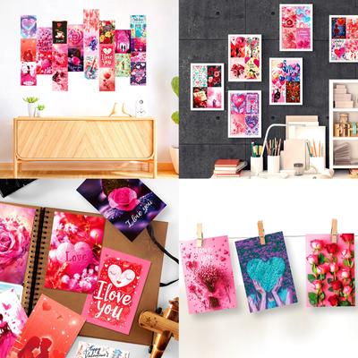 50 Valentine's Day Wall Decoration Cards For Living Room, Bedroom, Study Room Message Postcards