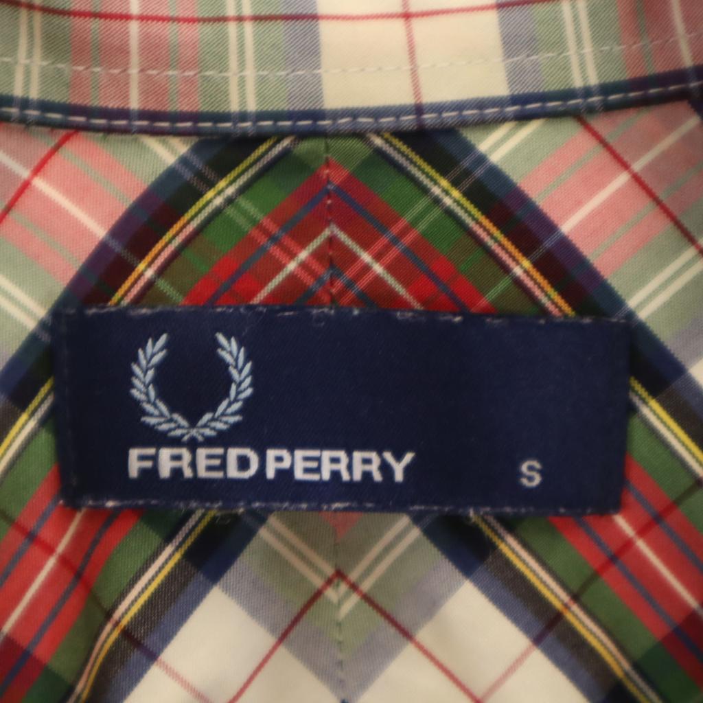 Fred Perry Check Pattern Long Sleeve Button Down Shirt S Red Men's Used