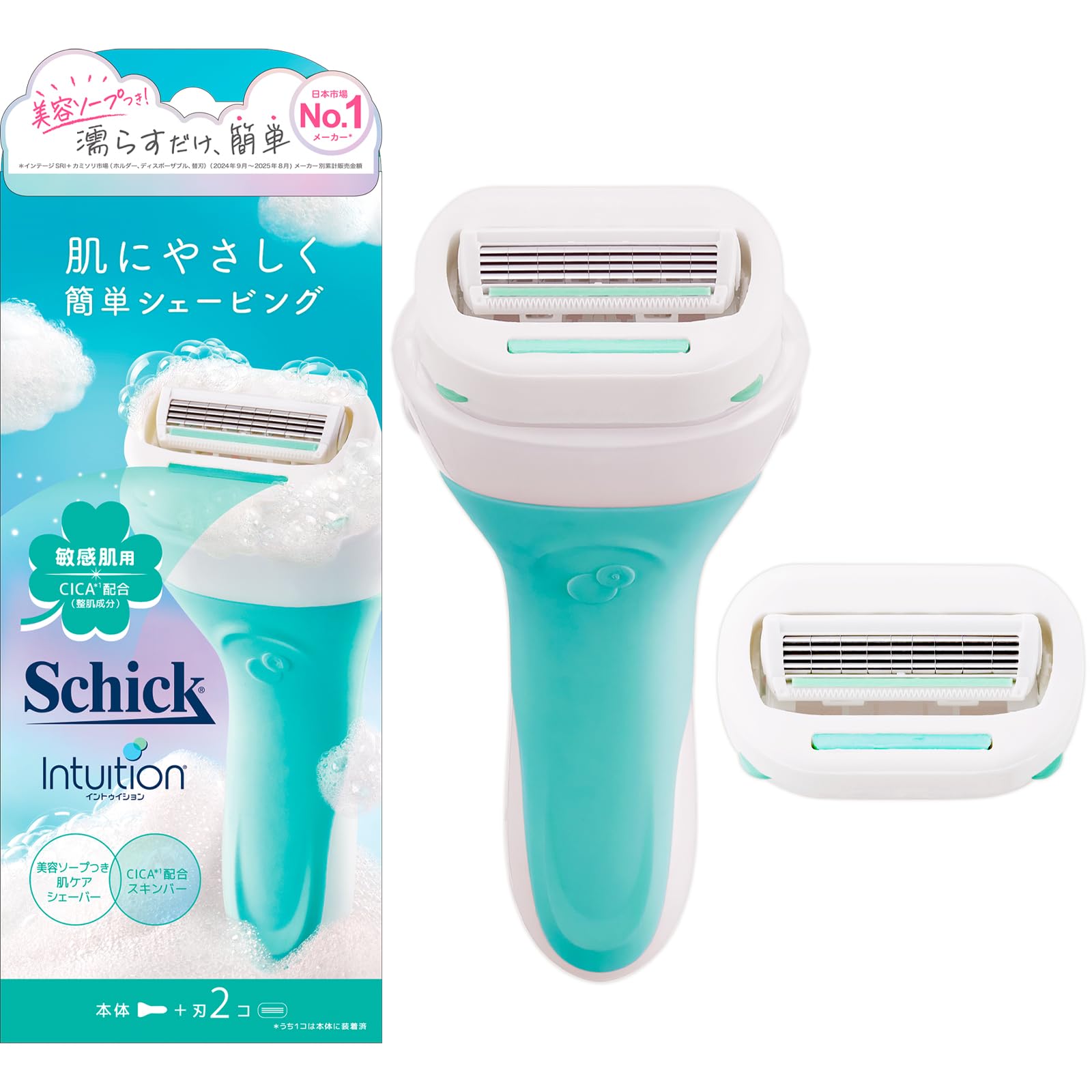 Schick Intuition Sensitive Skin Razor Holder blade 1 replacement Green (with + blade) - Women s Razor, зелёный