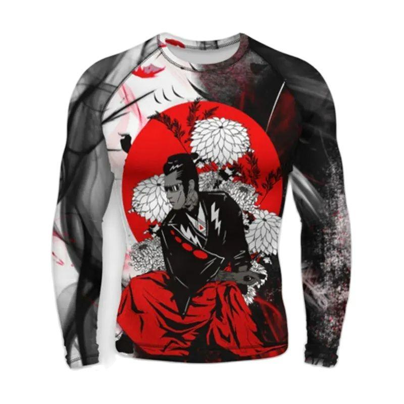 Japanese Bushido 3D Harajuku Printed Men's And Women's Cartoon Fashion Cool Casual Round Neck Long Sleeved T-shirt Handsome Top