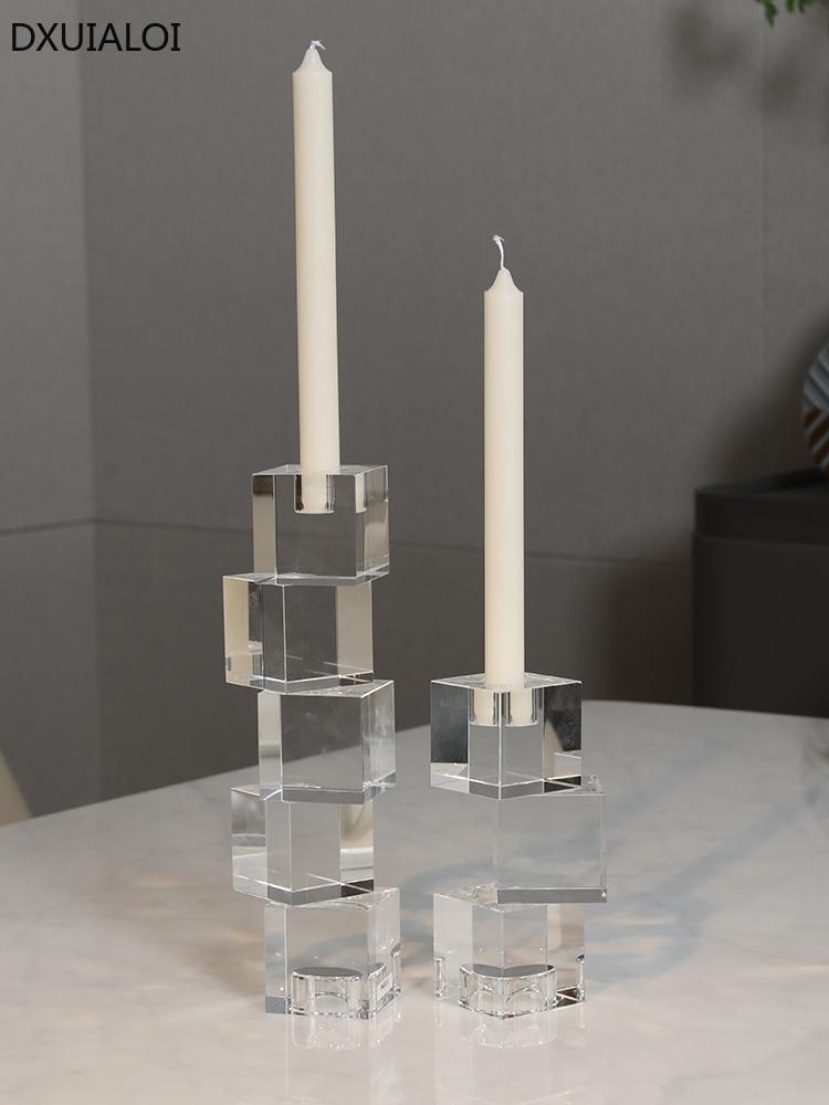 Crystal Glass Candlestick European Light Luxury Household Romantic Candlestick Home Furnishings Dining Table Candlestick