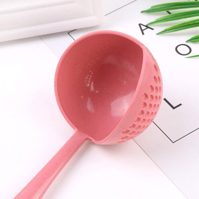 New Type Soup Spoon, Long Handle, Kitchen Filter, Solid Color Cooking Coriander, Kitchen Spoon, Plastic Tableware, Soup Spoon Leaking Spoon Two In One