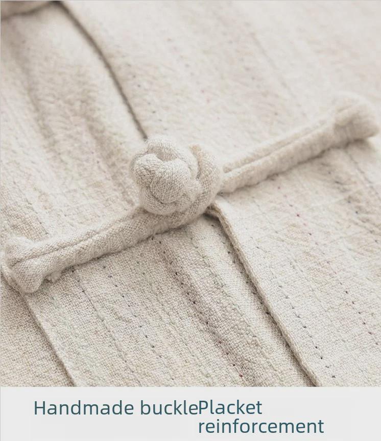 Herren Langarm Baumwolle Leinen Tang Anzug - Retro Chinesischer Stil Geknöpftes Gewand für Mittelalte und Ältere, Ideal für Tai Chi.