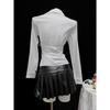 Women's Casual Top, Versatile, Elegant, Waist Cinching Design, Solid Color Women's Shirt