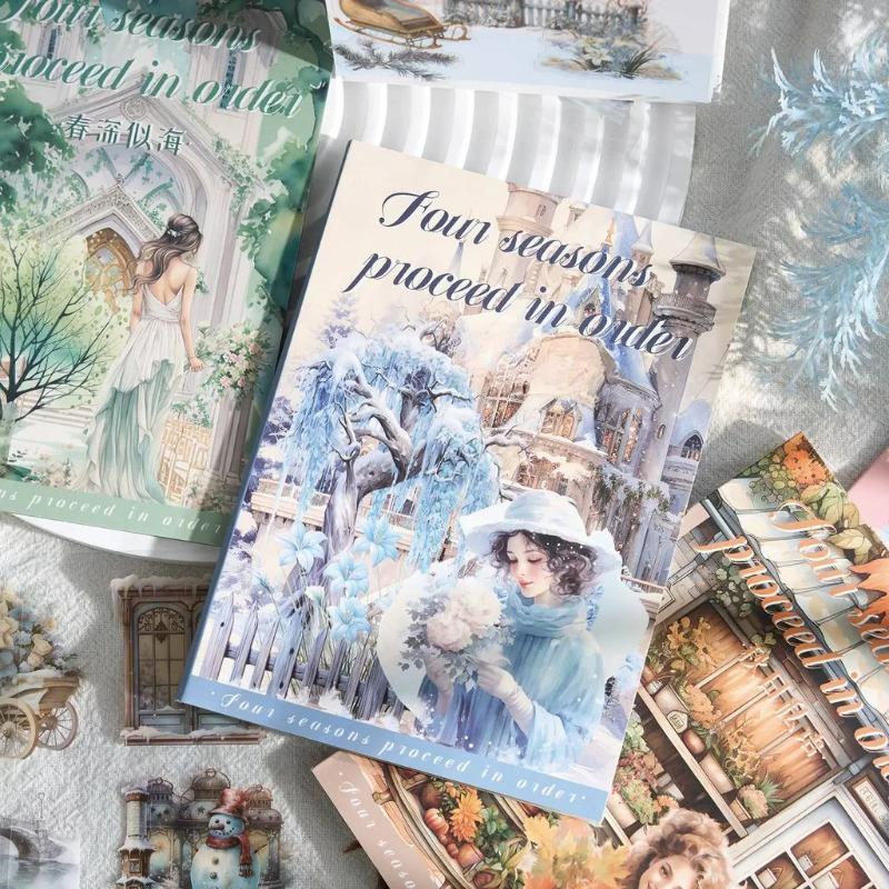 20Sayfa PET Etiketler Sezon Serisi PET Dekoratif Etiketler Ajanda Kızlar Scrapbooking Malzeme Dekor Albüm Kırtasiye Etiketler