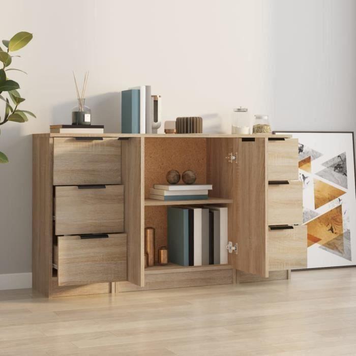 VidaXL Buffets 3 pcs Chêne sonoma Bois d'ingénierie 3115838