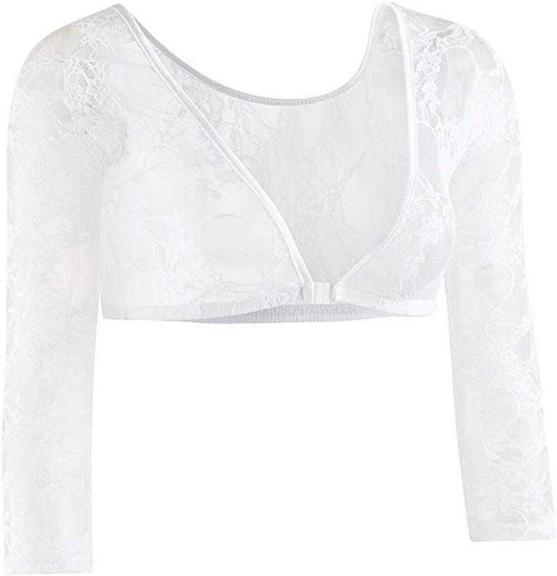 2021 Lace V-Neck See-Through Long Sleeve Crop Cardigan