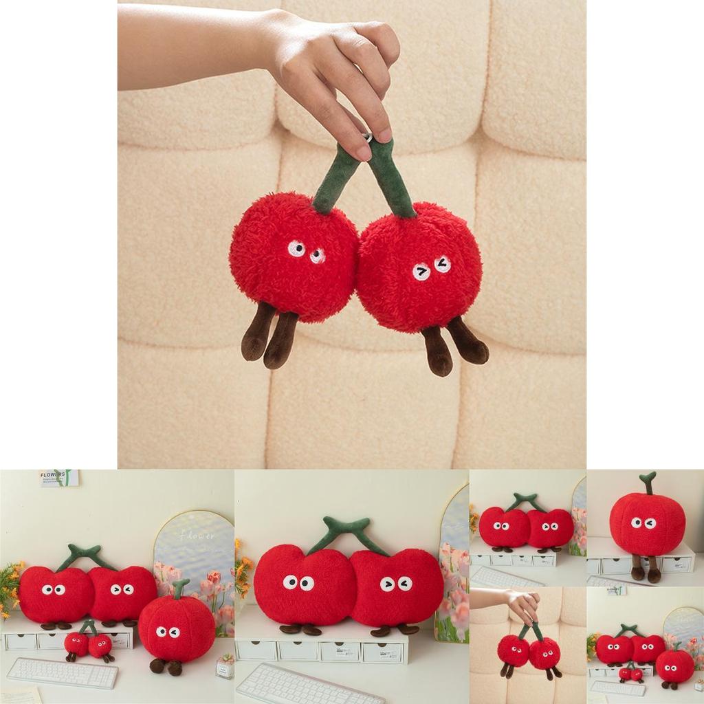 Cherry Plush Toy Pillow Doll And Keychain With Pp Cotton Filling Soft Cushion For Girls Gift