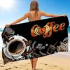 1Pc Coffee Art Beach Towel, Quick Dry, Multi-Use for Beach Pool Gym Yoga Home Travel, Christmas, Halloween, Xmas Gift M928732