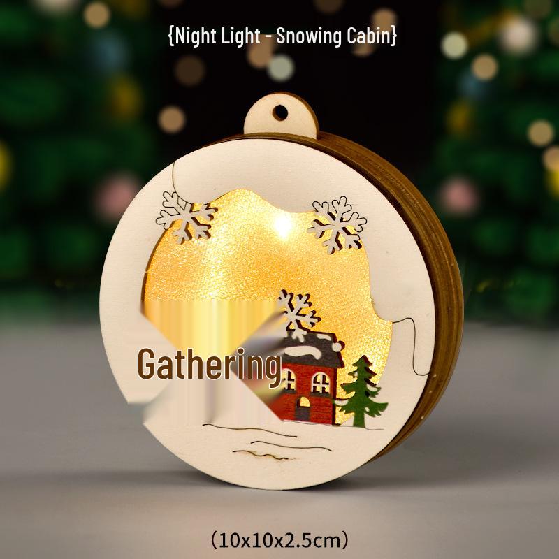Luminous Handmade Wooden Christmas Tree Ornament Pendant Decor Gift.