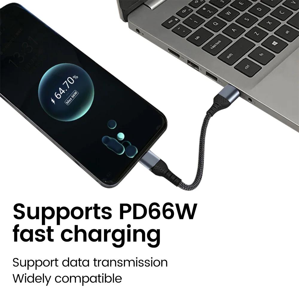 90° Γωνιακό Καλώδιο USB Type C 66W 6A Type C σε Type C Γρήγορης Φόρτισης Καλώδιο Δεδομένων Για iPhone15 0.25M/0.5M Κοντό Καλώδιο Power Bank Type c