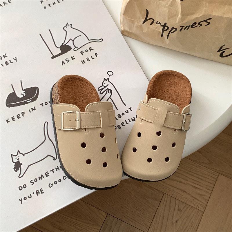 Kids' Retro Birkenstock Sandals - Spring/Summer Closed Toe Non-Slip Casual Half Slippers for Boys & Girls