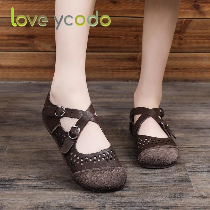 Love Ycodo Brand pentru femei de vară din piele naturală Talpă moale Mocasini și sandale confortabile