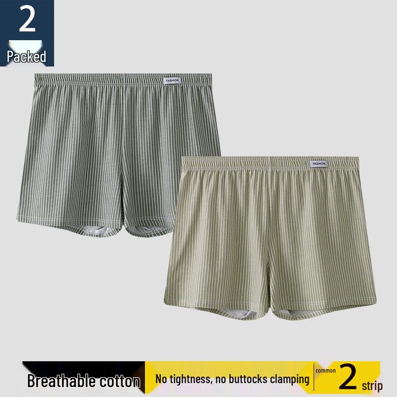Herre Bomull Pustende Stripete Boksershorts - Løs Passform, Pluss Størrelse Sportsundertøy