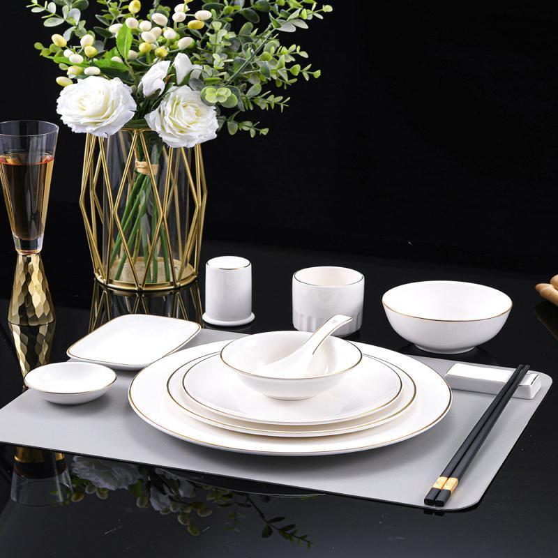 Luxury New Chinese Style Gold Rim Ceramic Dinnerware