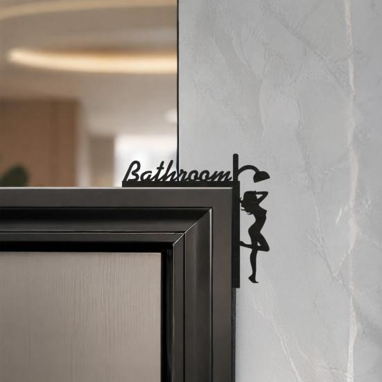 Klebe-Badezimmer-Schild Lustiges Türschild, Metall-Wandkunst für den Denkraum mit humorvollen Zitaten, Selbstklebende Büroplakette Toilette für Toilettenraum, Rostfrei