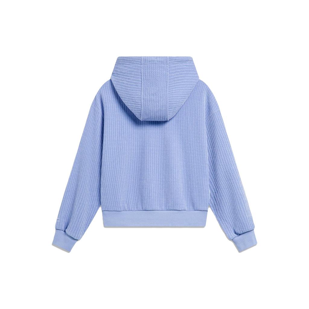 Li Ning Sports Lifestyle Series Hooded Solid Color Pullover Long Sleeve Sweatshirt Women Sweatshirt River-Gray-Blue AWDU044-2