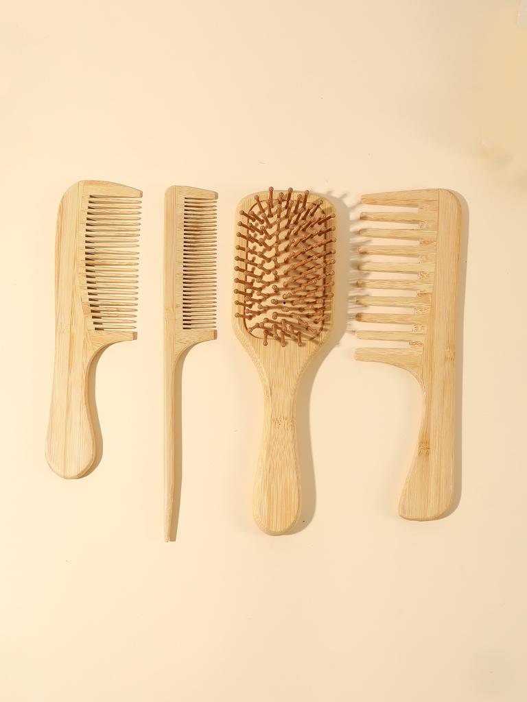 4pcs/set natural bamboo brush massage airbag comb set scalp massage comb for hair growth Special for real hair wigs
