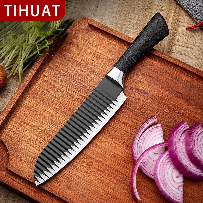 

Бытовой нож из нержавеющей стали для нарезки овощей и мяса Овощечистка для фруктов Корейский тисненый антипригарный фруктовый нож Многоцелевой нож Бытовые кухонные ножи