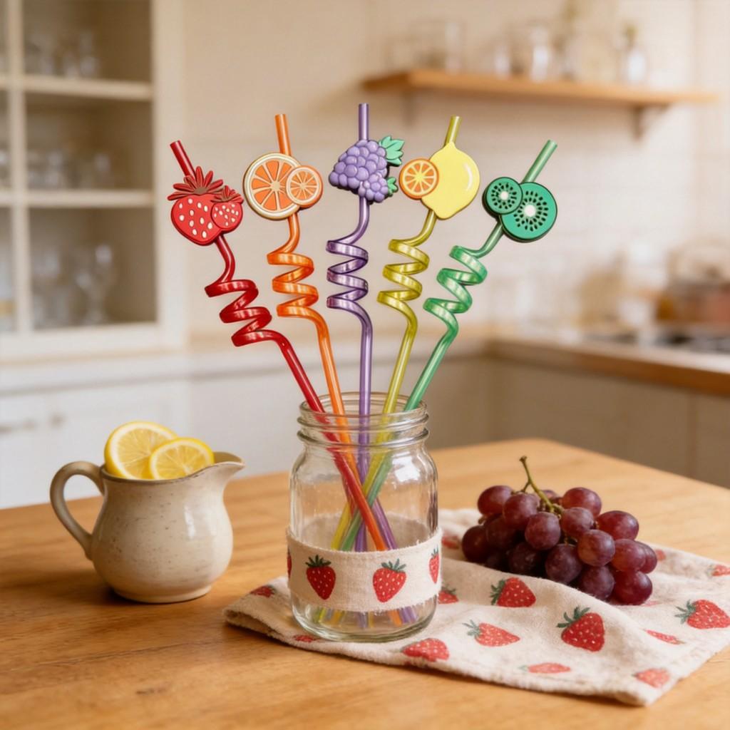 Crystal Drink Watering Straw Set With Creative Shaped Plastic For Parties And Events