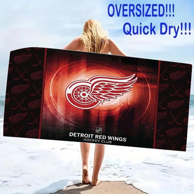 Detroit Red Wings Print Beach Towel, Large Soft Quick Dry Towel for Beach Camping Swimming