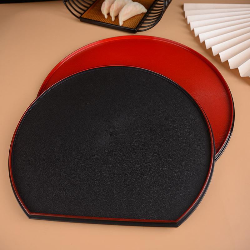 Melamine Tray Catering Network Red High Appearance Level Japanese Tray Delicate Red Edge Half Moon Sushi Plate Commercial