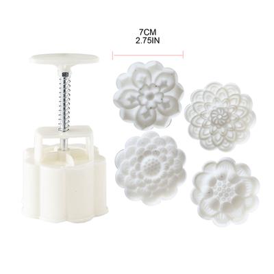 75g Lotus Shaped Mooncake Stamps Mooncake Molds Plastic Mooncake Tools Hand Pressure Plastic Material Baking Accessories