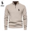 Pull Semi-Ouvert Brodé Automne Hiver Nouveau Homme Manches Longues Col Montant Couleur Unie Polyvalent Haut Décontracté