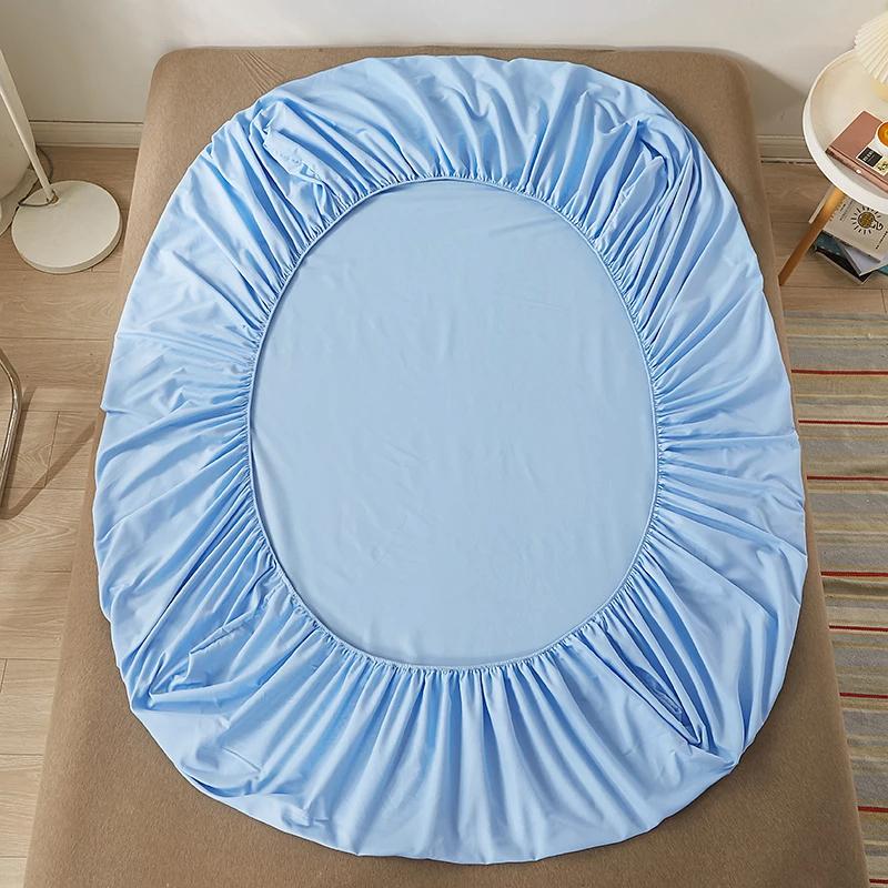 White Fitted Bed Sheets Elastic Mattress Cover Band Anti-slip Adjustable Single Double Bed Covers Pad Protector King 160/180x200