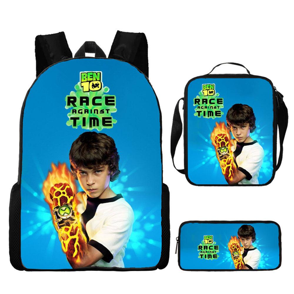 Less Hacker Backpack Ben 10 Student School Bag Anime Cartoon Backpack Lunch Bag Satchel Pencil Case