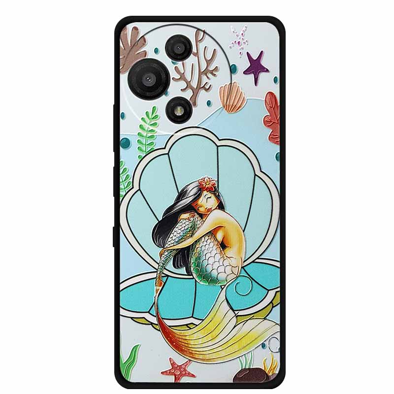 For TCL 60 SE Nxtpaper Case 3D Emboss Relief Flowers Black TPU Silicone Soft Back Cover Cases For TCL 60R Case 6.7" Fundas Bag