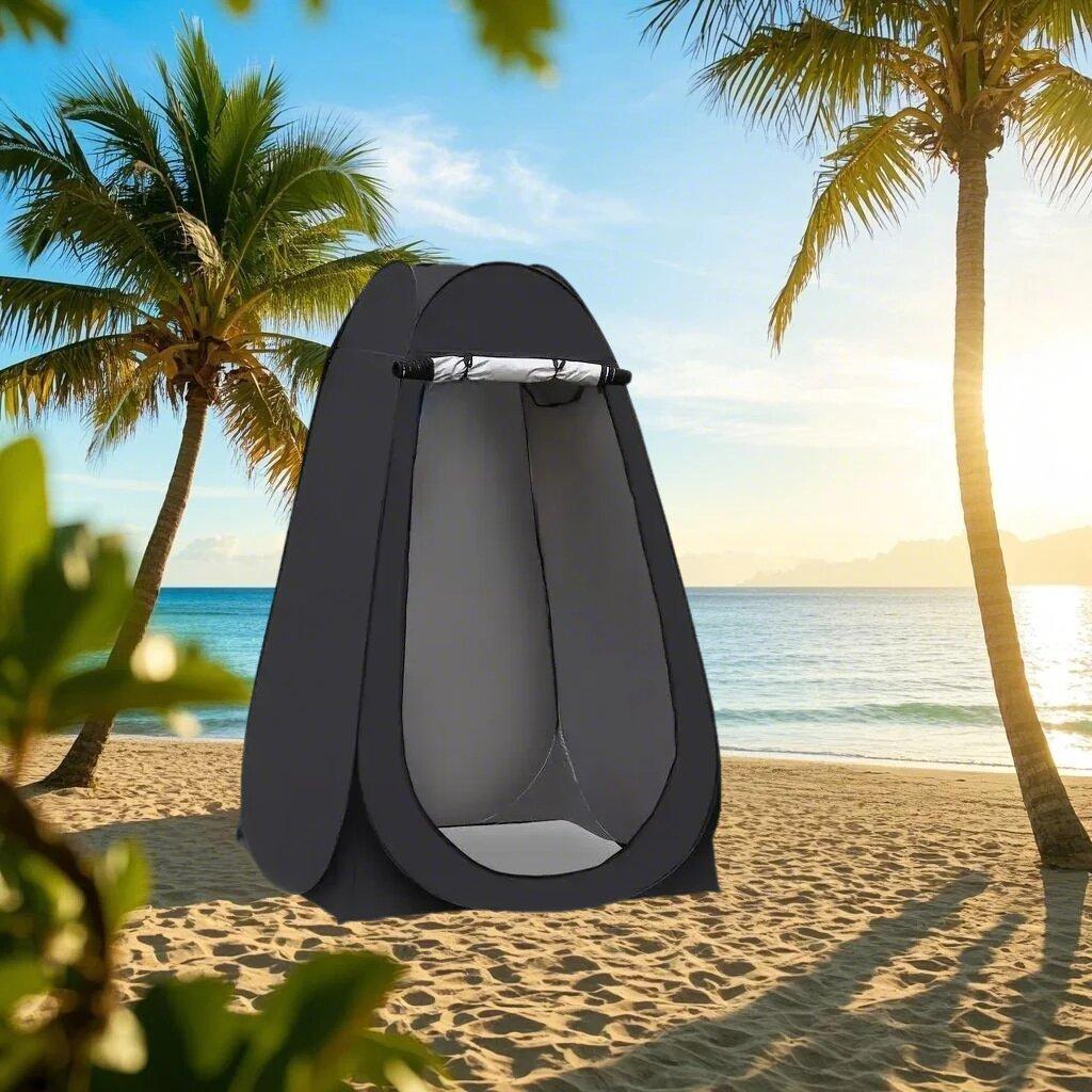 Black Portable Pop Up Privacy Tent with Zipper Closure Easy Setup Non Waterproof Polyester Shelter for Beach Fishing Hiking