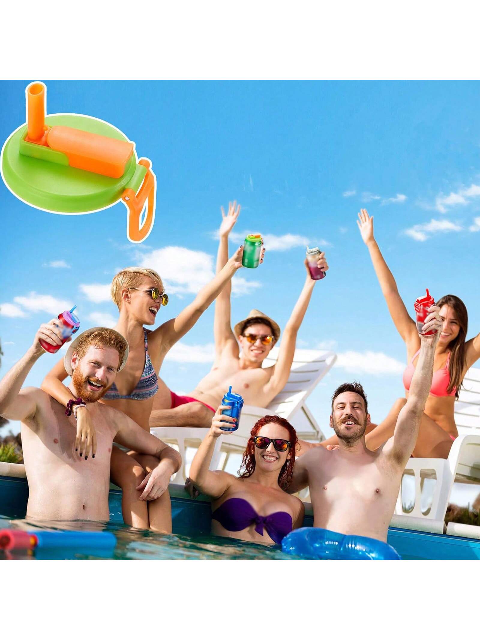 

Soda Can Lids with straw, Soda Can Covers with Silicone straw Reusable For Fits standard For Beverage, Beer, Juice,Seltzer сірий