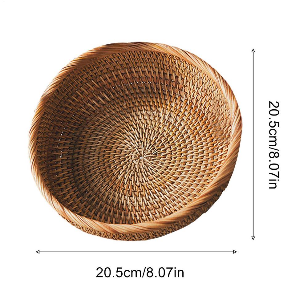 

Плетеная корзина из ротанга Плетеная корзина для фруктов, чая, закусок, хлеба Сервировочная корзина Круглая форма Корзина из плетеных нитей ротанга для фруктов, овощей, торта