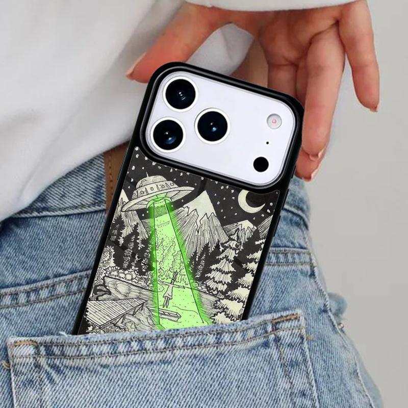 Sky aliens UFO astronauts lovely Phone Case for iPhone 17ProMax 12 13 14 15 16e 17 Pro Max Plus Air Cover