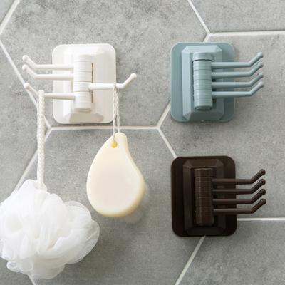 Rotary Self-adhesive Wall Trackless Hook Kitchen Bathroom Door Towel Bag Rack