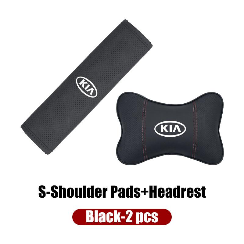 AAOI1 Car Leather Headrest Neck Pillow Seatbelt Shoulder Protection Pad Accessories For KIA K5 K2 Rio Optima Sportage Venga Sorento