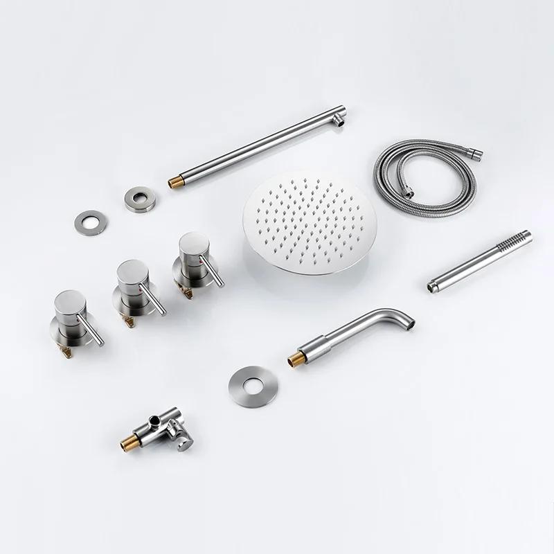 Bathroom Shower Faucet Set Bathroom Mixer Tap Bathtub With Brass Rainfall Headshower Handshower Hot Cold Spout 3 Way Diverter