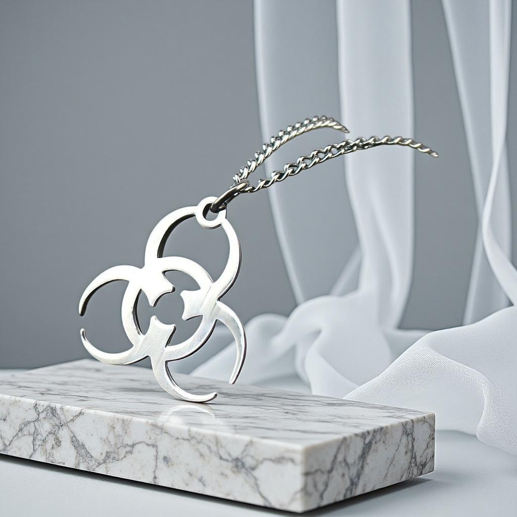 Biochemisches Krisensymbol Edelstahl Halskette Anhänger Farbige Halskette für Damen Herren Punk Schmuck Geschenk