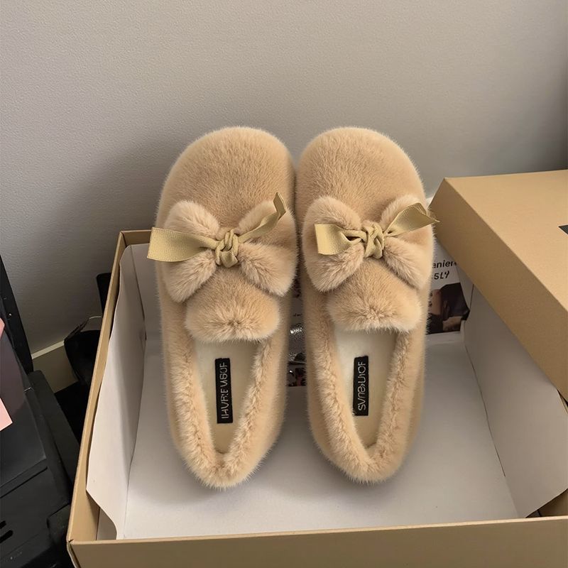 Neue Damen Herbst-Winter Trendige Mehrzweck Flache Fleece Baumwollschuhe
