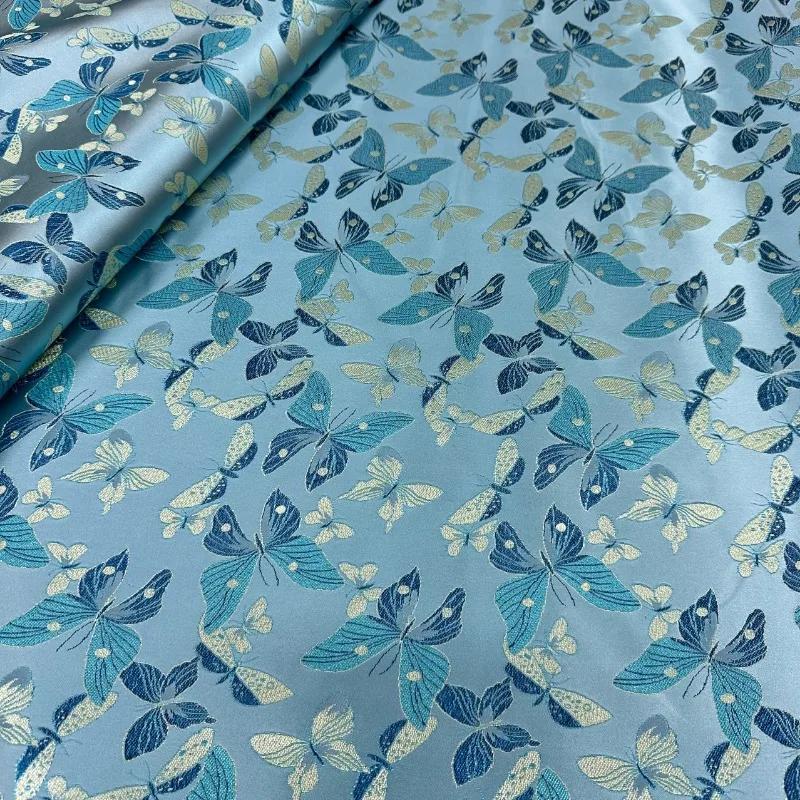 Wide 114cm Embossed Jacquard Fabric Butterfly Design Sewing Material Cheongsam Dress Garment Fabric Sold By Meter