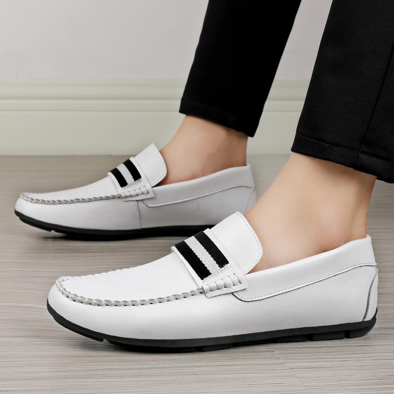 Man Shoes Leather White Shoes Men Summer Men'S Loafers Moccasin Fashion Loafer Flats Luxury Big Size 37-46 Male Casual Footwear